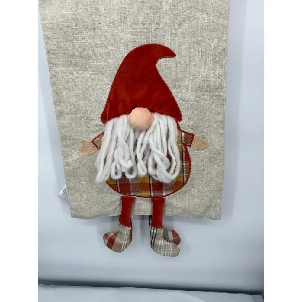 Haymarket Square Table Runner 3D Gnome Ends Plaid Applique Cute Holiday Decor